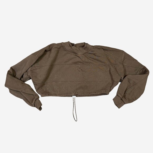 Joah Brown Tops - Joah Brown Women's Brown Sweatshirt Cinch Cropped Crop Workout / Yoga One Size